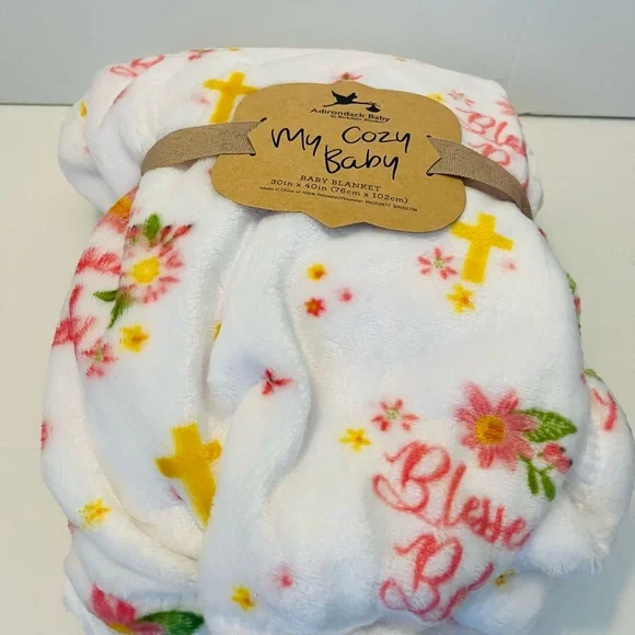 Adirondack Baby by Berkshire My Cozy Baby Blanket Blessed Baby Christian Crosses - Picture 11 of 12